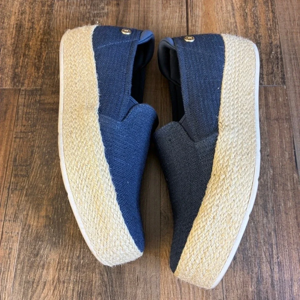 Skechers Martha Stewart Women's Navy Blue Platform Espadrille Loafers Size 7.5